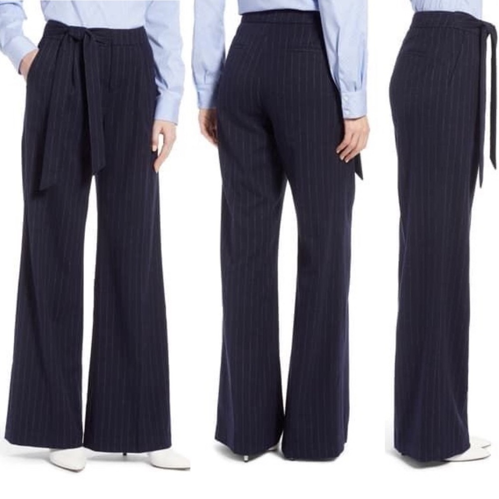 Halogen Tie Waist Wide Leg Stretch Crepe Pants